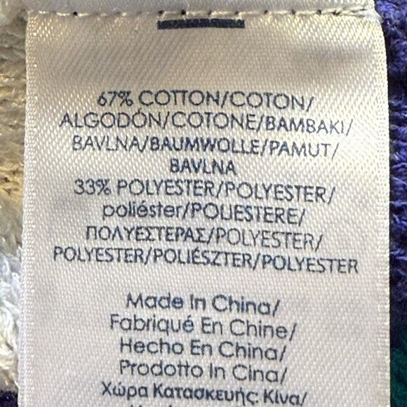 Chaps Ralph Lauren Preppy Striped Sweater Sz L Womens Cotton Blend Blues Raglan - Picture 7 of 7